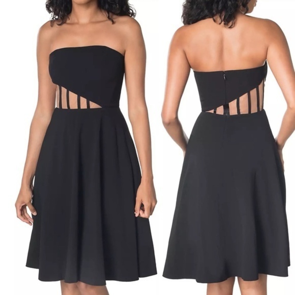 Dress the Population Anella Strapless Illusion Dress Black Size Large
